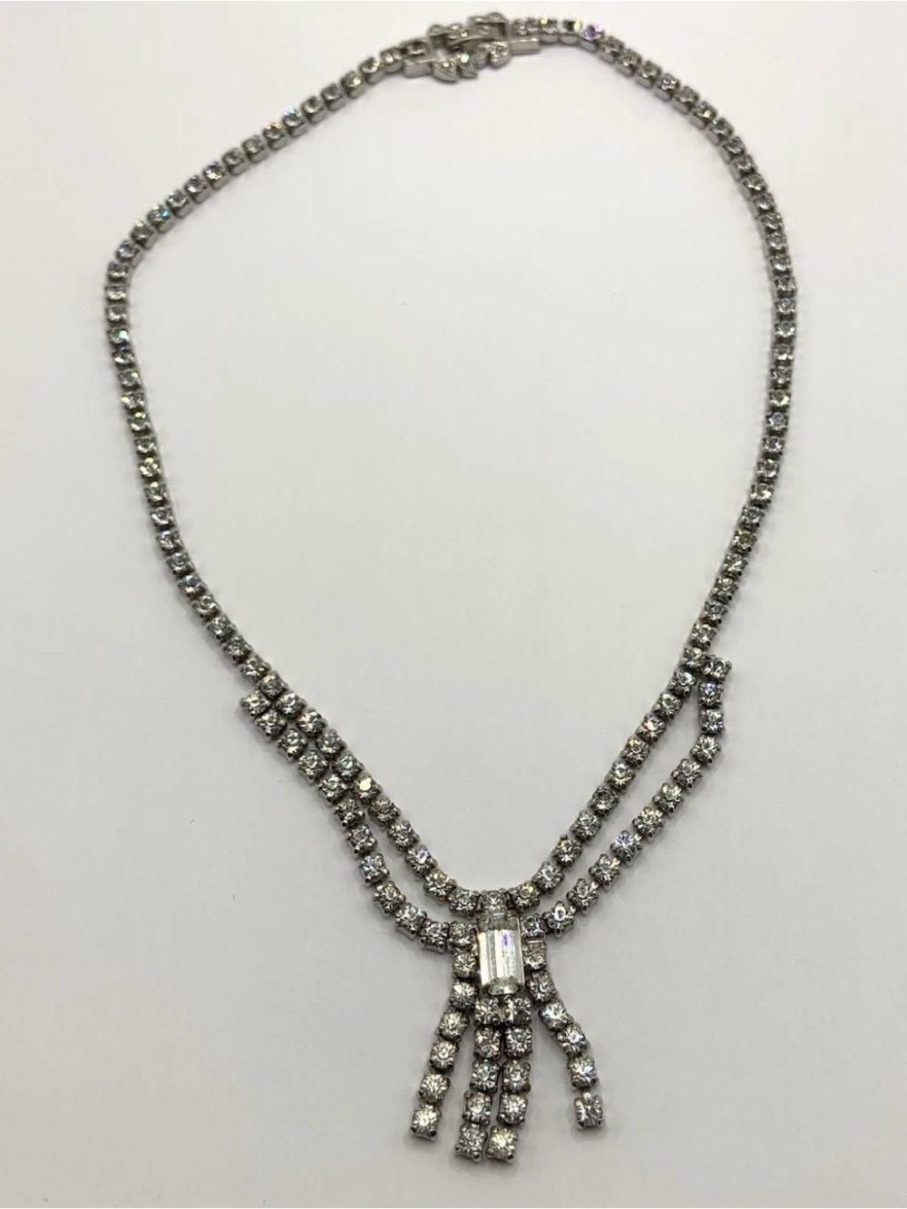 Vintage Prog Set Rhinestone Statement Necklace 14”